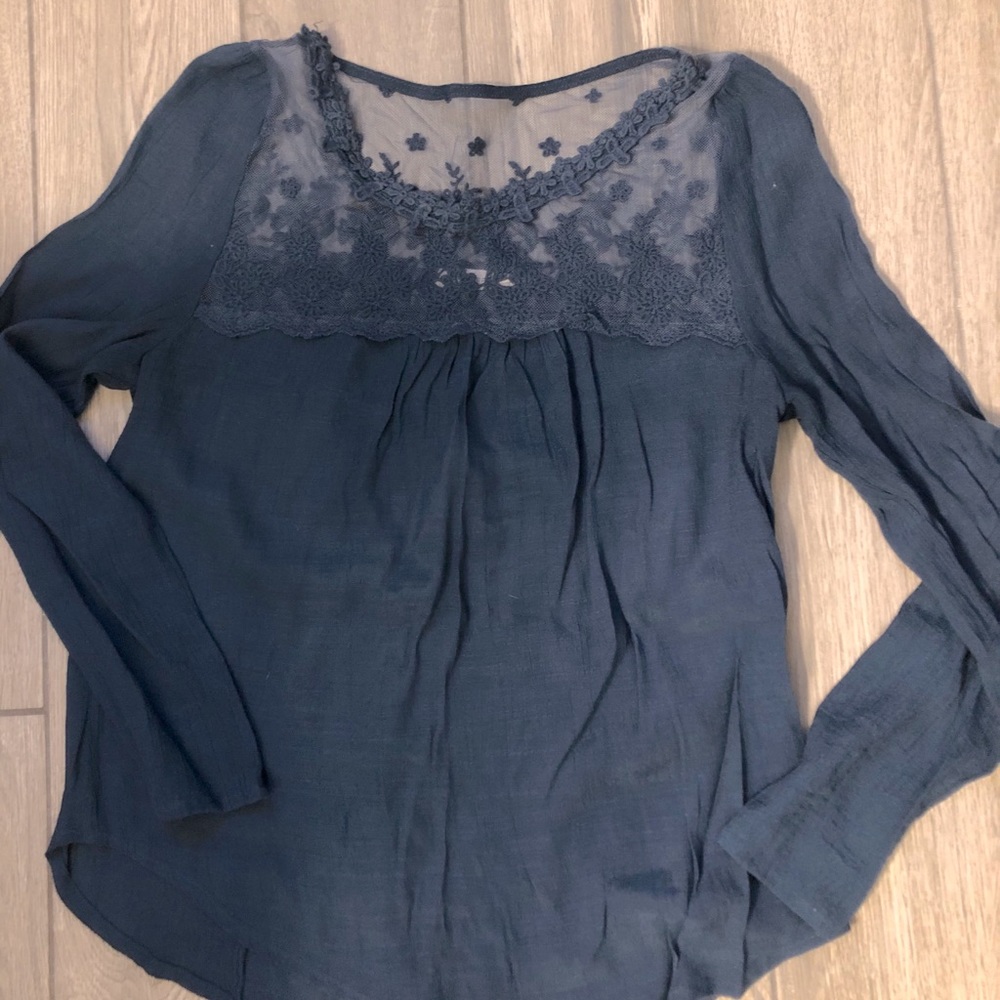 Blue lace blouse